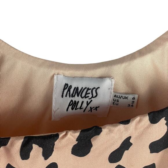 Princess Polly Womens Tamikah Bodysuit US 2 Tan Animal Print Sleeveless Lined - Picture 3 of 8